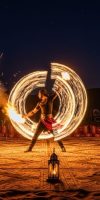 Fiery Spectacle_ Mesmerizing Fire Show in the Dubai Desert